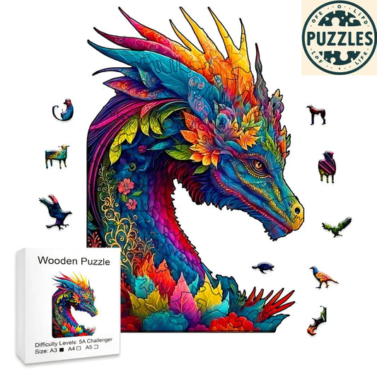 Dragon Wooden Jigsaw Puzzle – Challenging & Artistic Game - Puzolife - Puzzles of Life
