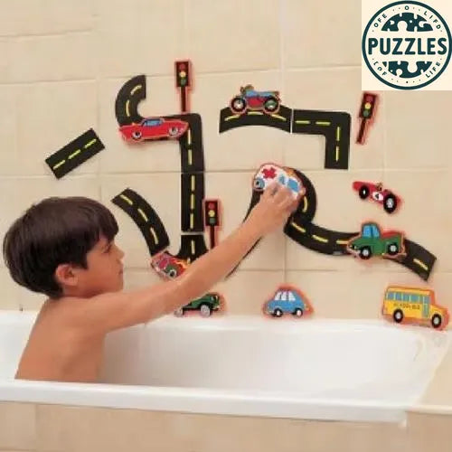 Baby Bath Toy Fun Foam Traffic Animal 6pcs - Puzolife - Puzolife - Puzzles of Life