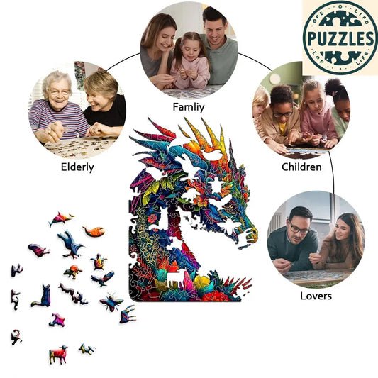 Dragon Wooden Jigsaw Puzzle – Challenging & Artistic Game - Puzolife - Puzzles of Life