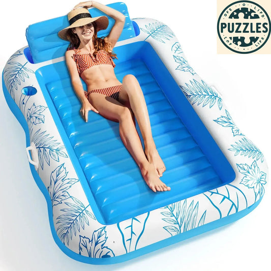 Inflatable Tanning Pool Lounger Blue - Puzolife - Puzolife - Puzzles of Life