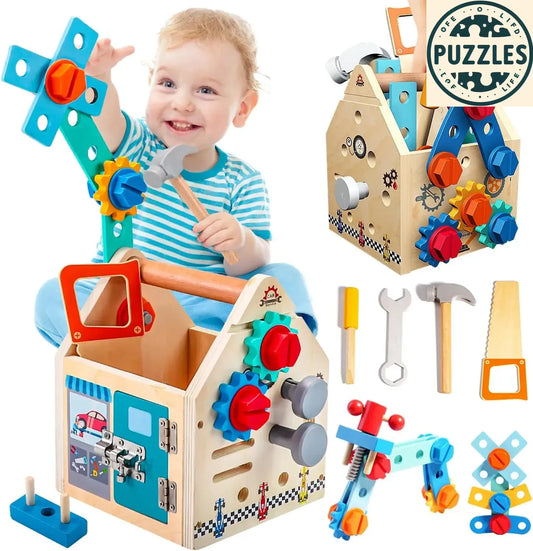 Kids Wooden Toolbox Set – Puzolife - Puzolife - Puzzles of Life