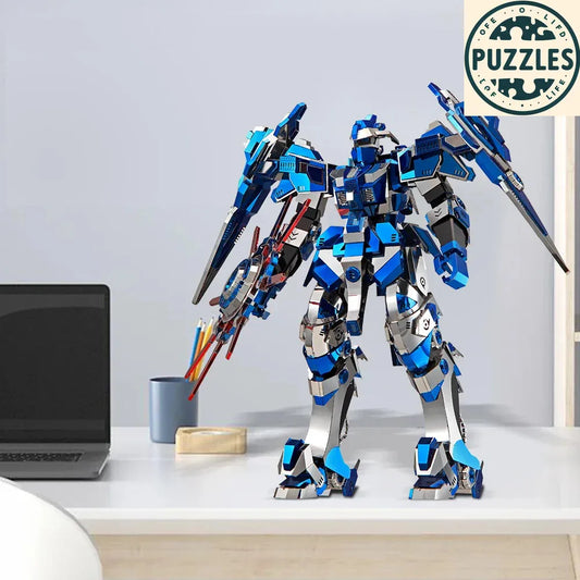 3D Metal Puzzle – Blue Mech Model Kit - Puzolife - Puzzles of Life